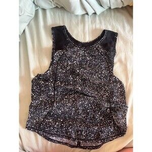 Women’s Lululemon Sculpt Tank Top Black White Splatter Mesh Size Tag Missing